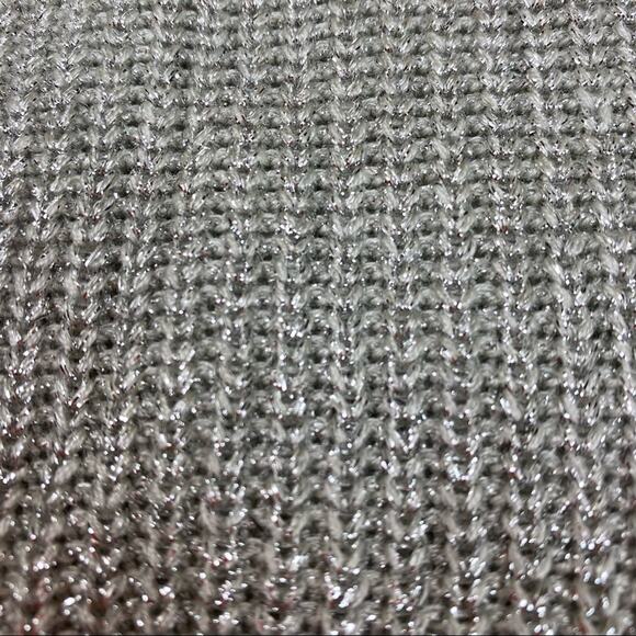 Vintage 80’s Metallic Silver Cardigan Sweater oversized Size M 1980's - Picture 5 of 9